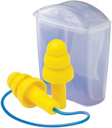 3M UF-01-100 EAR UltraFit, SNR=32dB Wiederverwendbare vorgeformte Gehörschutzstöpsel gelb mit Kordel, Box à 50 Paar